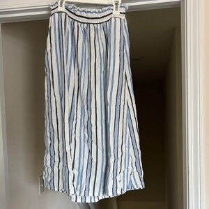 a new day Blue and White Striped Midi Skirt
